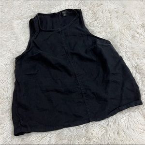 J crew sleeveless linen black top M
